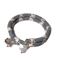 Image 6 of PINK & GRAY  Heishi Bracelet/Heishi Polymer Clay Bracelet/Stack Bracelet by Lazy Hound Gifts
