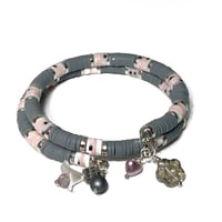 Image 7 of PINK & GRAY  Heishi Bracelet/Heishi Polymer Clay Bracelet/Stack Bracelet by Lazy Hound Gifts