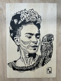 ‘The green parrot’ on plywood