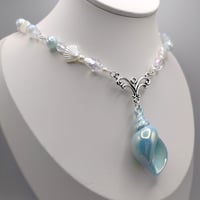 Image 1 of White/Blue Ethereal Mermaid Conch Shell Necklace