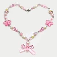 Image 1 of Dainty Pink & Yellow Spring Necklace