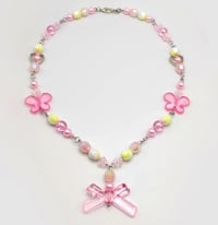 Image 2 of Dainty Pink & Yellow Spring Necklace