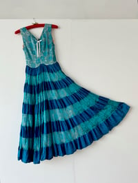 Image 1 of 1930's Turquoise Taffeta and Lace Gown