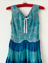 Image 3 of 1930's Turquoise Taffeta and Lace Gown