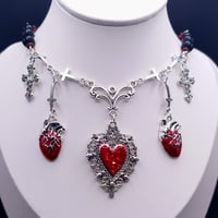 Image 1 of Gothic Heart Vampire Cross Necklace