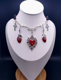 Image 2 of Gothic Heart Vampire Cross Necklace