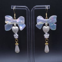 Image 1 of Coquette Fairy Lace Pearl Bow Earrings