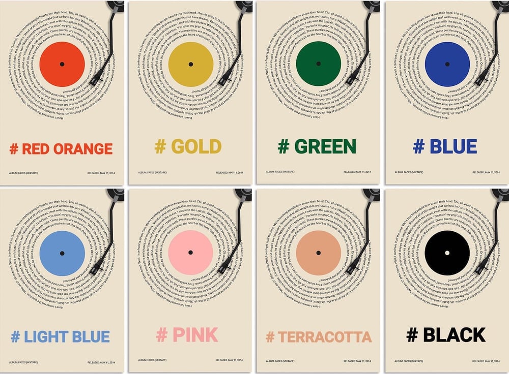 Custom Song Lyrics Poster - Vinyl Lyrics Poster Print
