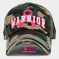 Image 1 of Embroidered Pink Ribbon Warrior Breast Cancer Survivor Baseball Cap