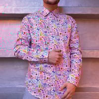 Image 1 of Camisa retro rosa.