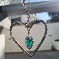 Image 3 of Molten Green Heart Necklace