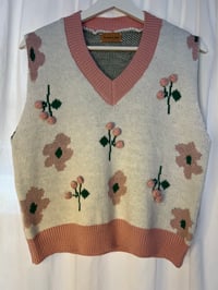 Flowers Sweater Vest  Pink