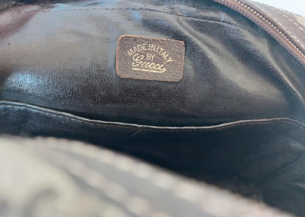 Image of Vintage Gucci brown GG monogram toiletry bag / pouch