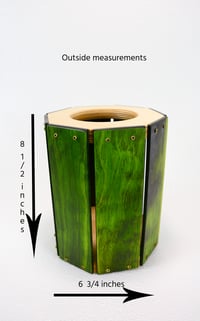 Image 2 of Wooden Multi-Purpose Vase, Decorative Wood Candle Holder, Emerald Green Dymalux Kitchen Utensil