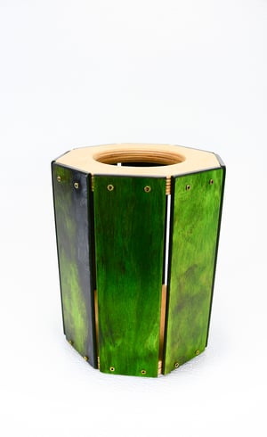 Image of Wooden Multi-Purpose Vase, Decorative Wood Candle Holder, Emerald Green Dymalux Kitchen Utensil
