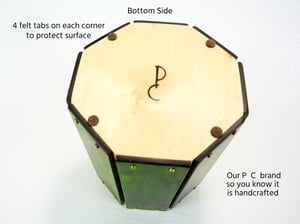 Image of Wooden Multi-Purpose Vase, Decorative Wood Candle Holder, Emerald Green Dymalux Kitchen Utensil