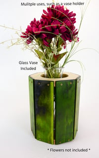 Image 6 of Wooden Multi-Purpose Vase, Decorative Wood Candle Holder, Emerald Green Dymalux Kitchen Utensil