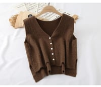 Image 2 of Autumn V-Neck Wide-Shoulder Sleeveless Knitted Wool Coat