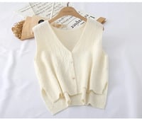 Image 4 of Autumn V-Neck Wide-Shoulder Sleeveless Knitted Wool Coat