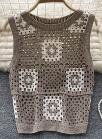 Granny Square Crochet Top Sand