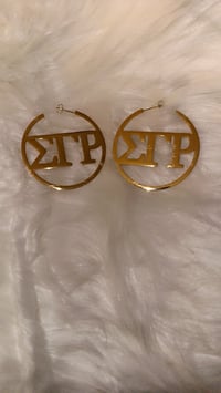 Image 2 of ΣΓΡ Hoop Gold Earrings - Pre-Order