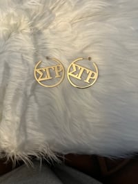 Image 4 of ΣΓΡ Hoop Gold Earrings - Pre-Order