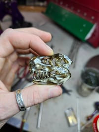 Image 2 of Electrum & clear mix T-rex skull with electrum teeth.