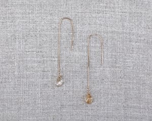 Image of 9ct gold box chain natural rutilated quartz drop earrings