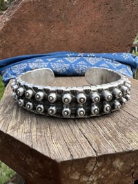 Image 2 of WL&A Handmade Heavy Ingot Double Medicine Punkero Cuff - Size 8.25 Wrist - 155 Grams 