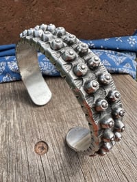 Image 1 of WL&A Handmade Heavy Ingot Double Medicine Punkero Cuff - Size 8.25 Wrist - 155 Grams 