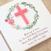 Image 1 of First Holy Communion Card. Personalised First Communion Card for Girl.