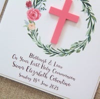 Image 3 of First Holy Communion Card. Personalised First Communion Card for Girl.
