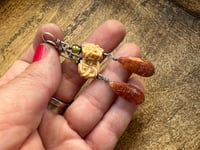 Image 8 of Trio earrings. Sterling, stones, vintage bone. 