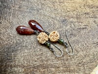 Image 5 of Trio earrings. Sterling, stones, vintage bone. 