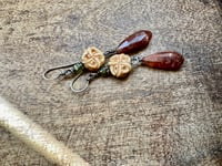 Image 10 of Trio earrings. Sterling, stones, vintage bone. 