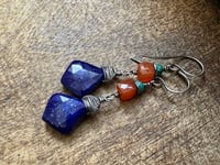 Image 2 of Lápis Lazuli, Turquoise and Carnelian . Sterling silver construction 