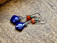 Image 5 of Lápis Lazuli, Turquoise and Carnelian . Sterling silver construction 