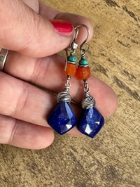 Image 8 of Lápis Lazuli, Turquoise and Carnelian . Sterling silver construction 