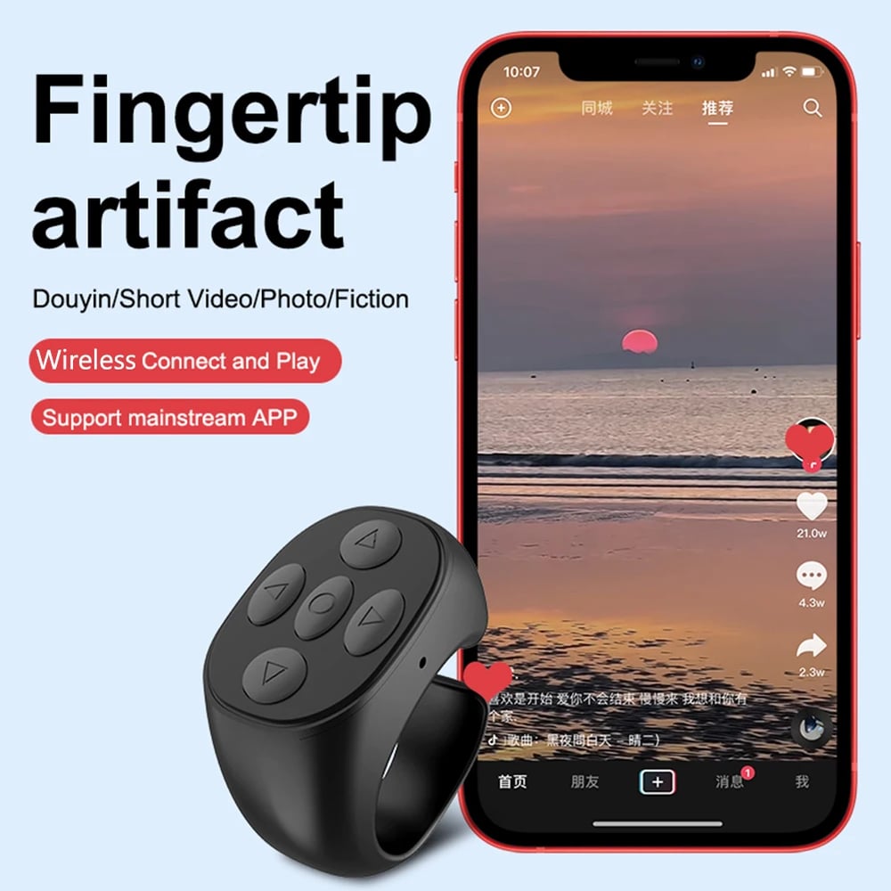 Tiktok New Wireless Bluetooth Photo Page Remote Control Ring
