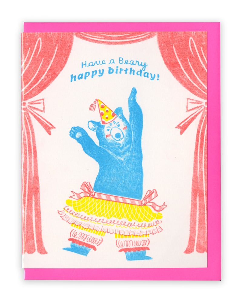Image of RISO Beary Happy Birthday Card - fluorescent