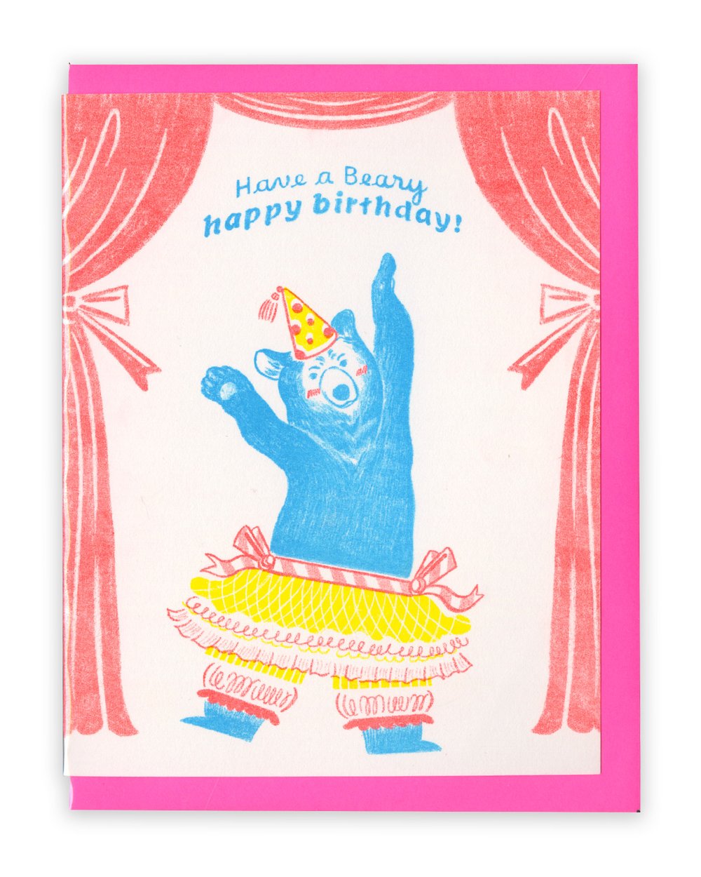Image of RISO Beary Happy Birthday Card - fluorescent