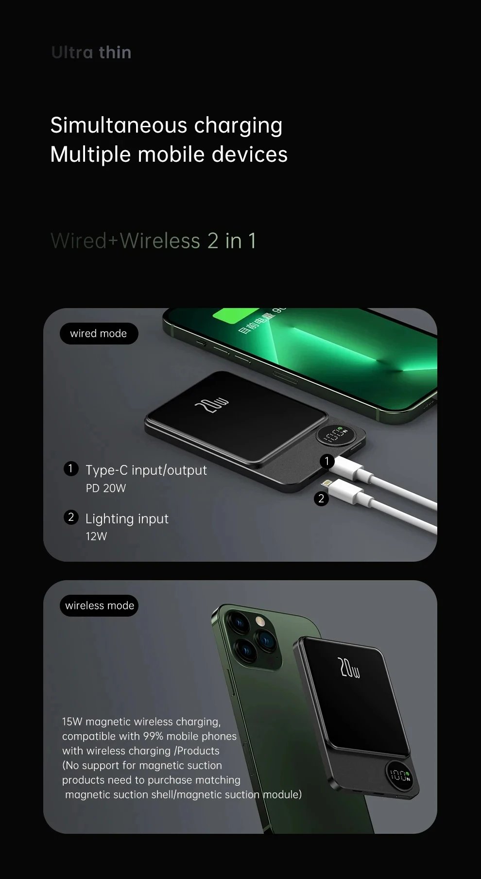 MSL Wireless Power Bank Magnetic 100000mAh - Portable Type C Fast Charger for iPhone Samsung