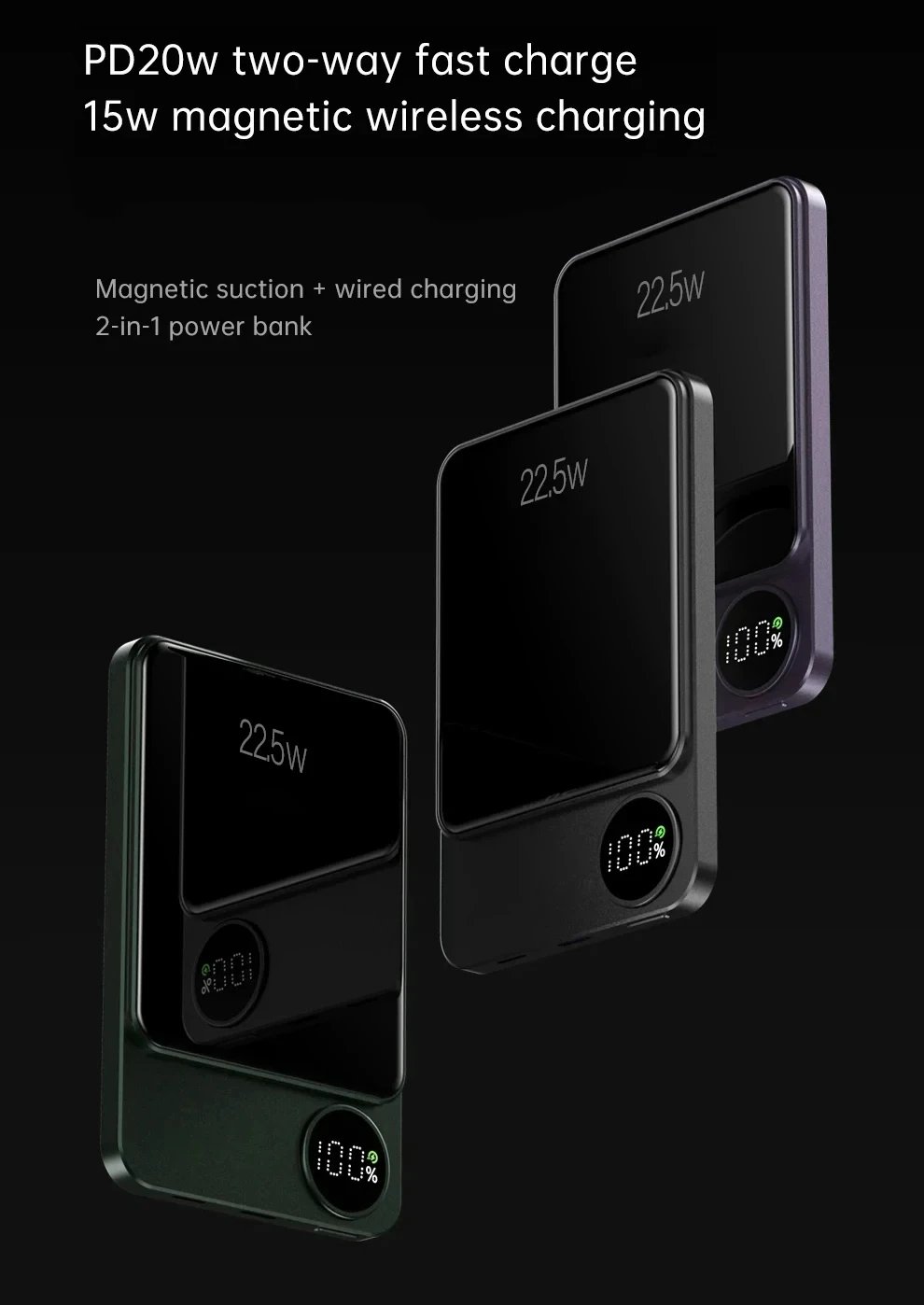 MSL Wireless Power Bank Magnetic 100000mAh - Portable Type C Fast Charger for iPhone Samsung