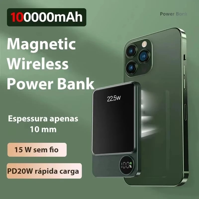 MSL Wireless Power Bank Magnetic 100000mAh - Portable Type C Fast Charger for iPhone Samsung