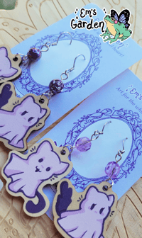 Image 2 of Sheet Ghost Cats | Purranormal Earrings