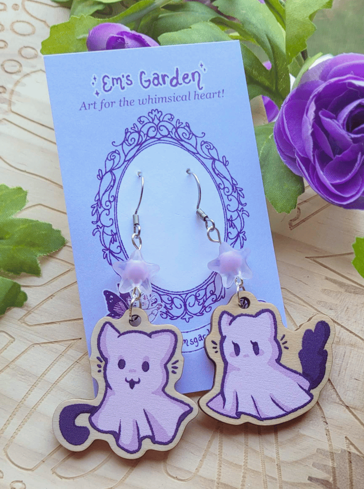 Image of 30% OFF - Sheet Ghost Cats | Purranormal Earrings