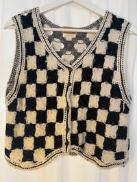 Image 1 of Crochet Vest for Women Black and White