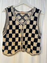 Image 3 of Crochet Vest for Women Black and White