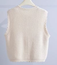 Image 2 of Lace Up Embroider Knit Vest Creme