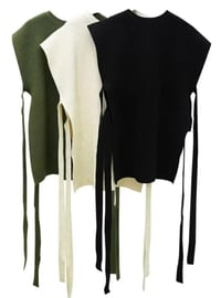 Image 2 of Vests Lace Up Irregular Side-slit Black